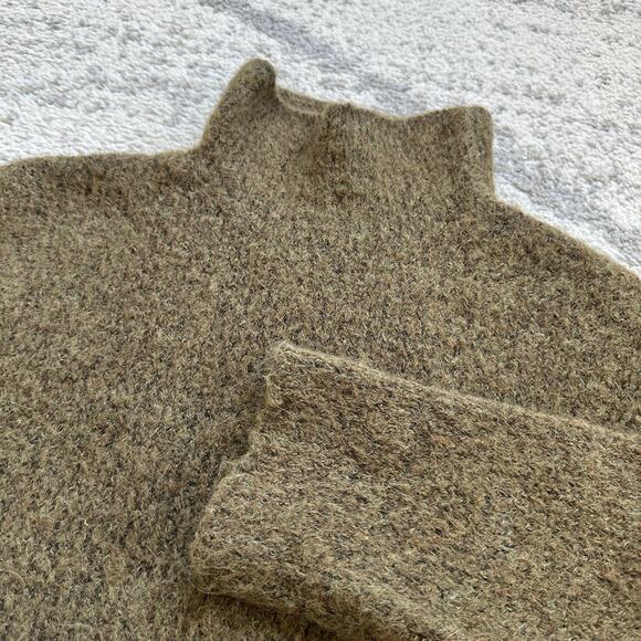Zara Alpaca Wool Blend Cropped Relaxed Turtleneck Sweater Olive Green L - Picture 3 of 9